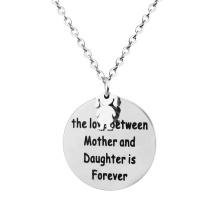 The Love Between Mother and Daughter Worlds Engraved Disc Pendant Stainless Steel Necklace Mother's Day Gift